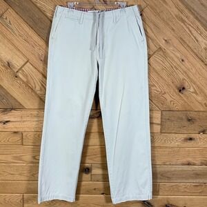 Vintage Plugg Mens Khaki Pants Size 33x32 Distressed Casual Cotton Beige